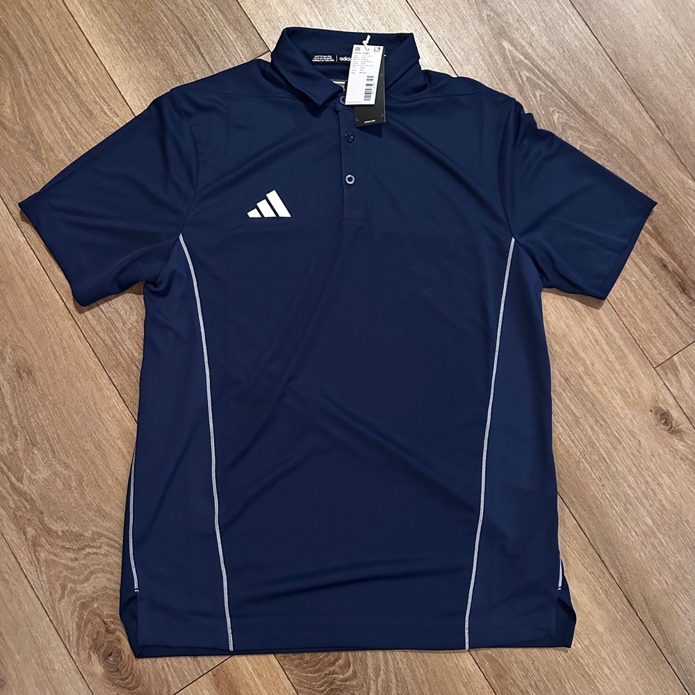 Adidas Mens Utility Polo Shirt Navy Blue White JH3667 Short Sleeve Size Medium